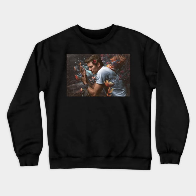 Pedro Pascal and The Butterfly Crewneck Sweatshirt by ZelleDa